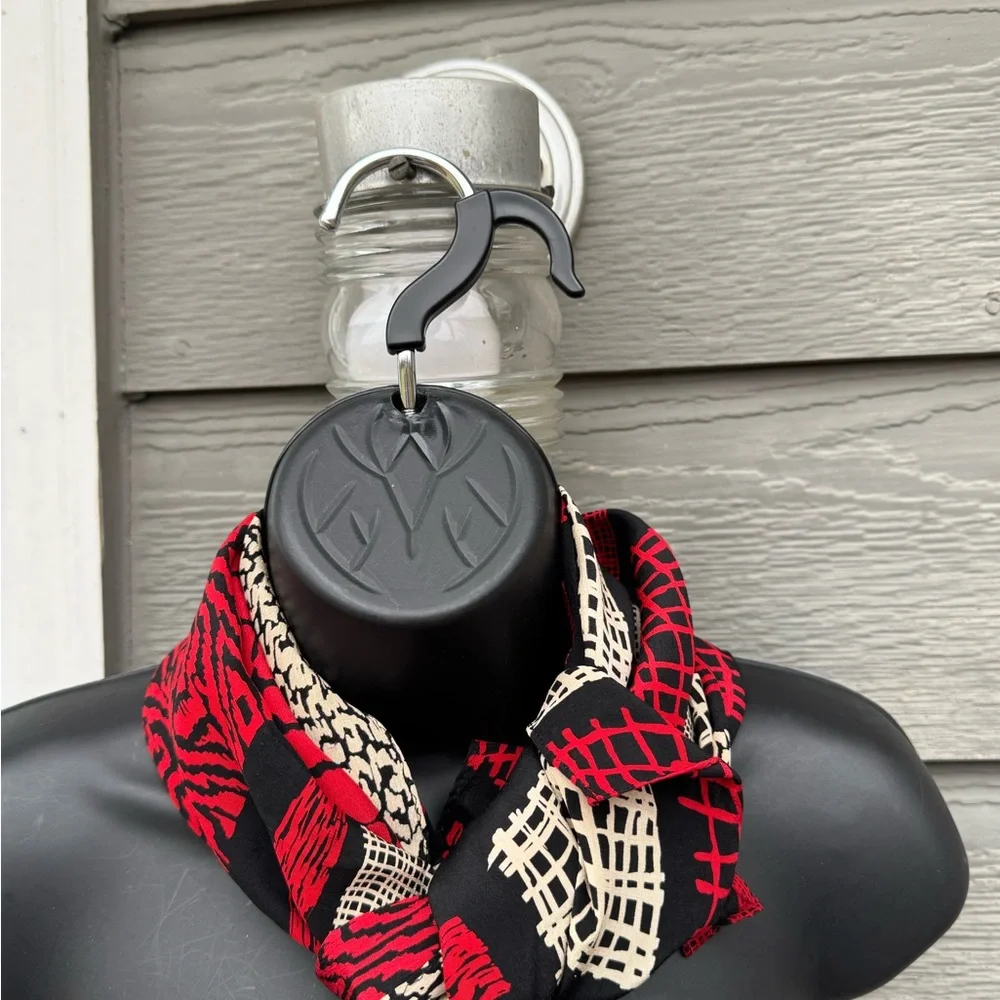 Essential Classics Red Black Tan Silk Patterned Women's‎ Scarf Stylish Lightwt